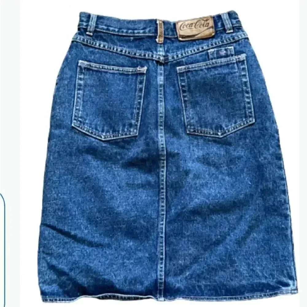 Vintage Cowboy Chic  80’s Blue Acid Washed Jean Mini‎ Skirt - Picture 3 of 12